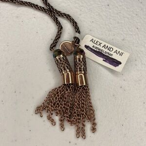 Alex and Ani Holiday Rose Gold Tassel Wrap Necklace